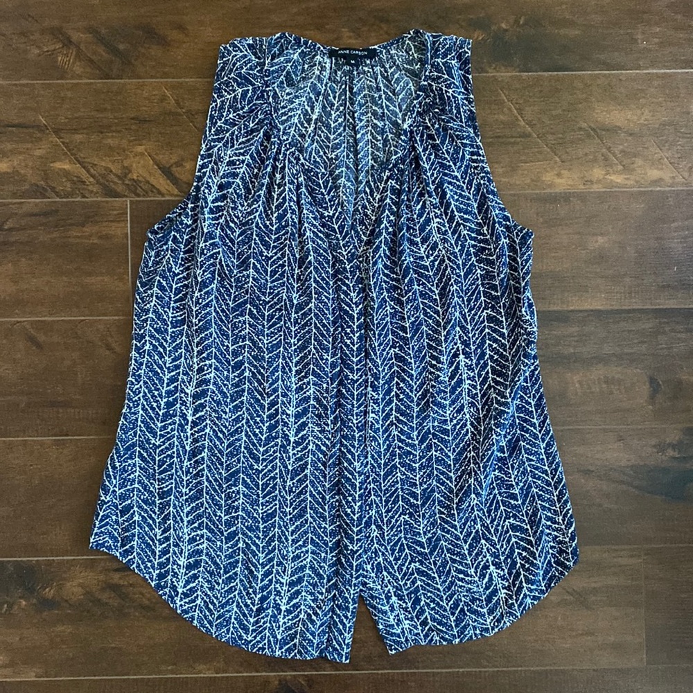 Anne Carson - Sleeveless Tank - Blue/White - Medium